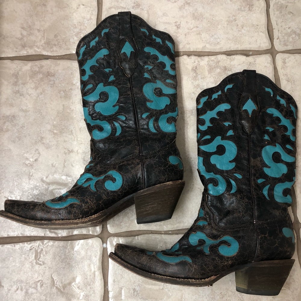 Texas rodeo Corral leather cowboy boots
